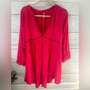 Free people Hot Pink Boho Dress Medium
